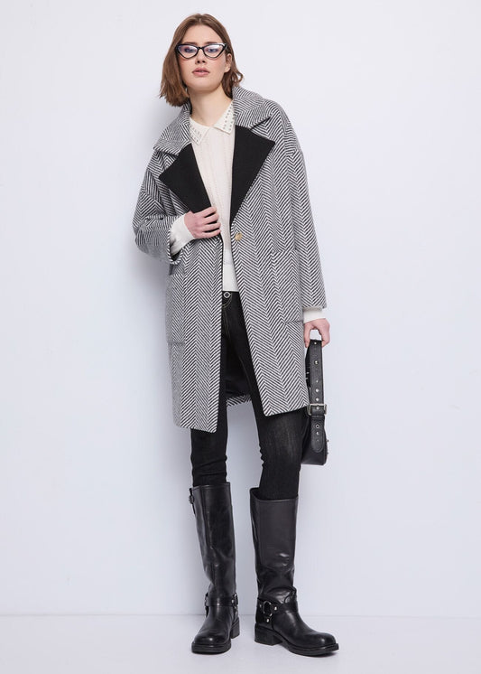 Cappotto da donna jacquard con revers - art. 521BD35027 - Gaudi Autunno Inverno 2025/26 Donna