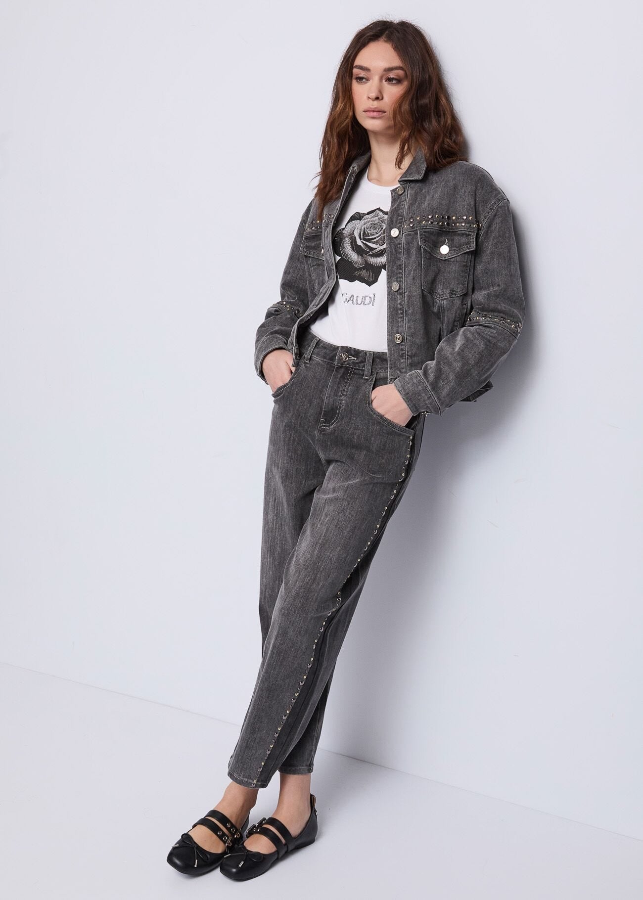 Giacca da donna in denim di cotone used 521BD36003 Gaudi