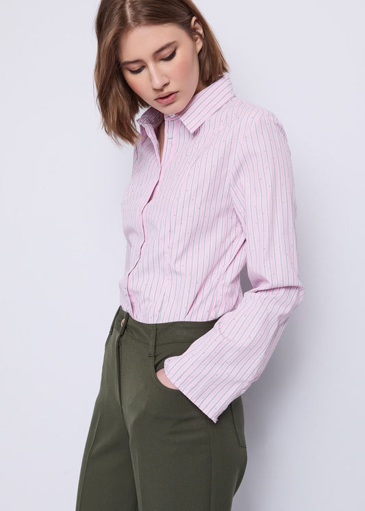Camicia da donna con motivo a righe e strass - art. 521BD45002 - Gaudi Autunno Inverno 2025/26 Donna