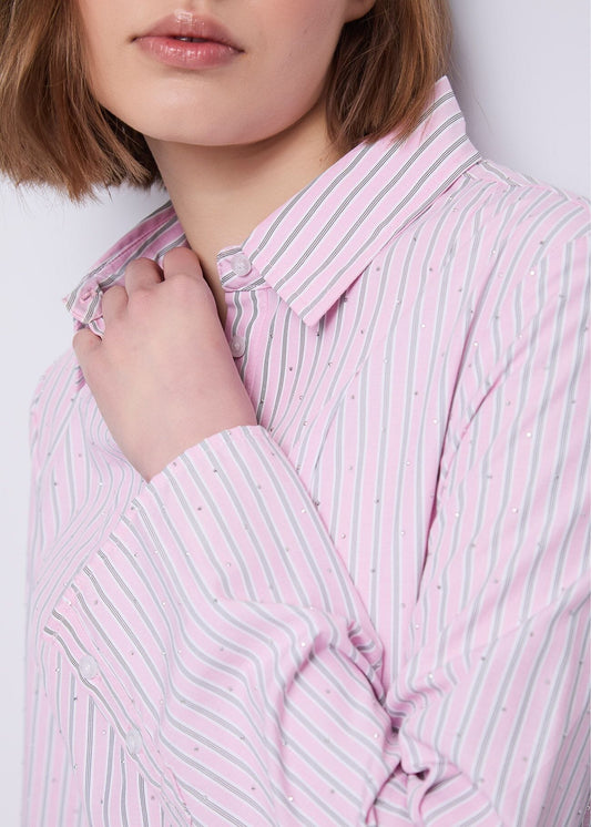 Camicia da donna con motivo a righe e strass - art. 521BD45002 - Gaudi Autunno Inverno 2025/26 Donna