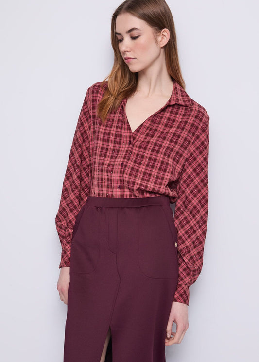 Camicia check da donna con strass - art. 521BD45008 - Gaudi Autunno Inverno 2025/26 Donna