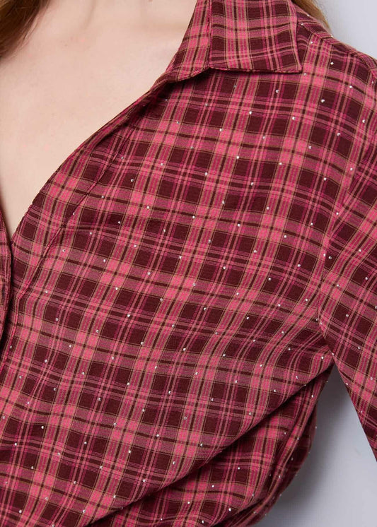 Camicia check da donna con strass - art. 521BD45008 - Gaudi Autunno Inverno 2025/26 Donna