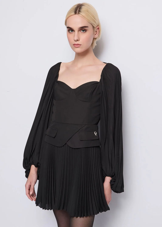Mini abito nero in georgette  - art. 521DD15030 - Denny Rose Autunno Inverno 2025/26