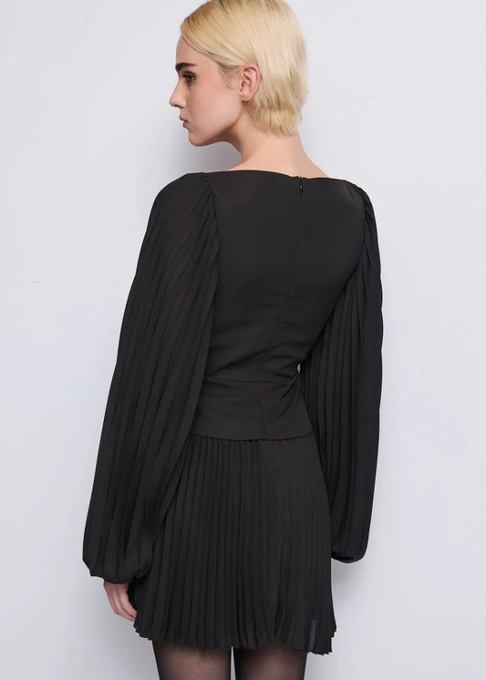 Mini abito nero in georgette  - art. 521DD15030 - Denny Rose Autunno Inverno 2025/26