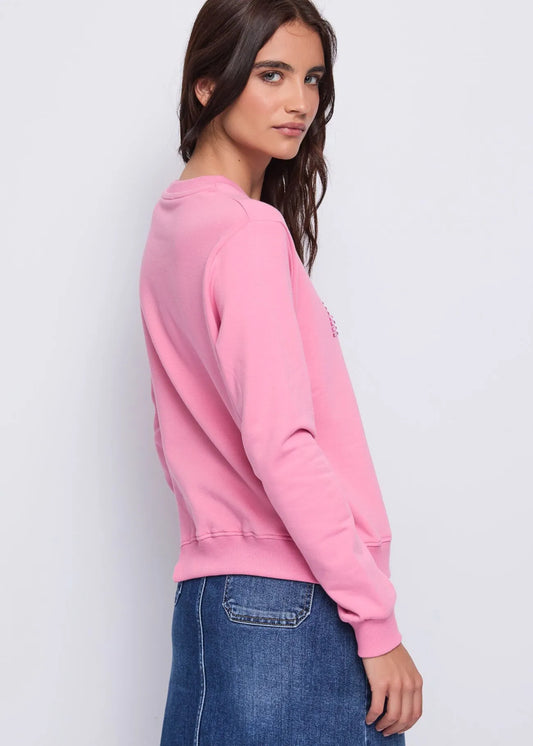 Felpa rosa in cotone con strass - art. 521ND64015  - Denny Rose Autunno Inverno 2025/26