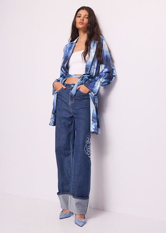 Jeans in cotone con risvolto- art. 511ND26010 - Denny Rose Primavera Estate 2025 Donna