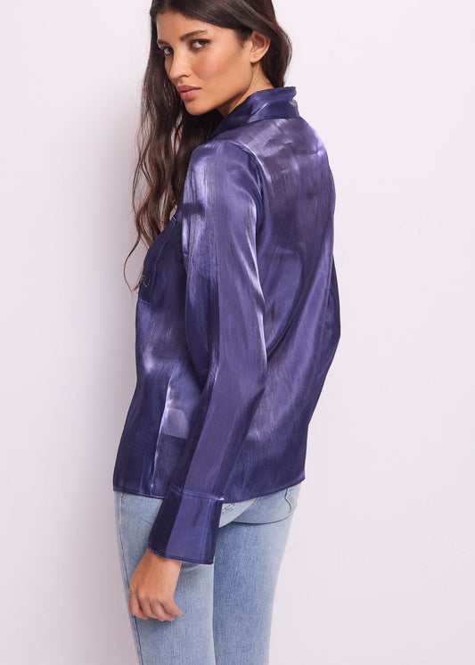 Camicia blu in organza lucida SHIRT- art. 511ND45021 Denny Rose Primavera Estate 2025 Donna