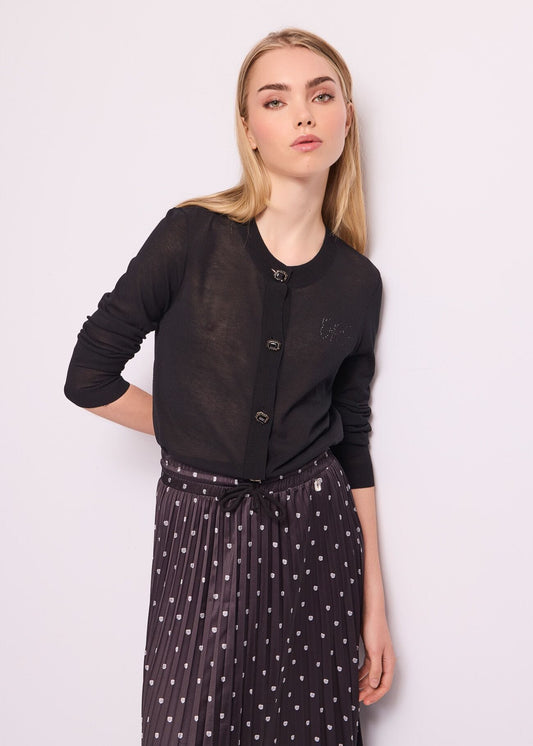 Cardigan nero in cotone SWEATER  - art. 511ND53006 - Denny Rose Primavera Estate 2025 Donna