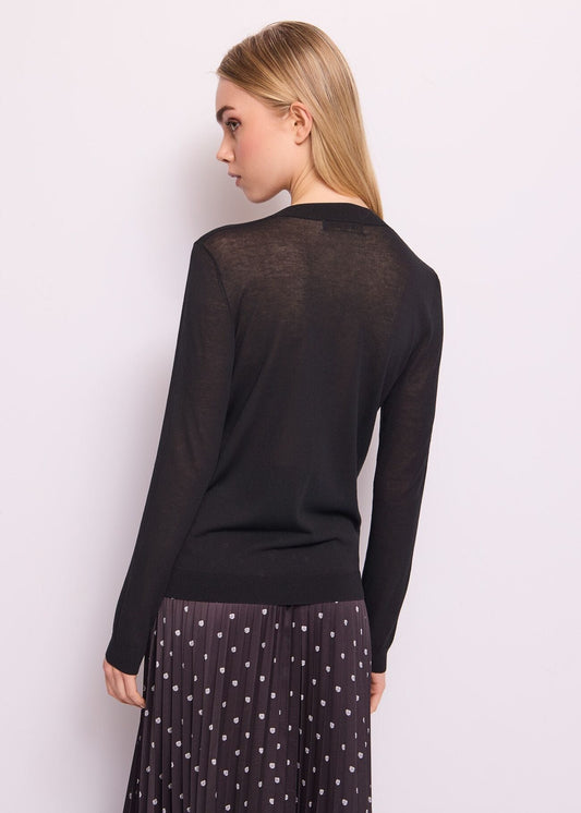 Cardigan nero in cotone SWEATER  - art. 511ND53006 - Denny Rose Primavera Estate 2025 Donna