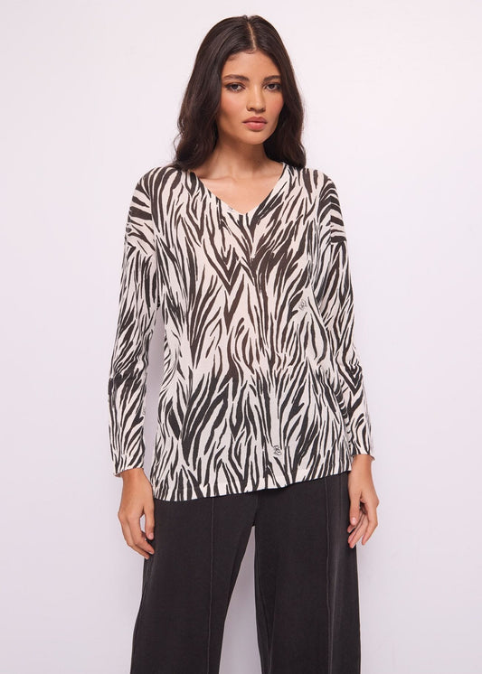 Maglia over con stampa animalier SWEATER  - art. 511ND53014 - Denny Rose Primavera Estate 2025 Donna