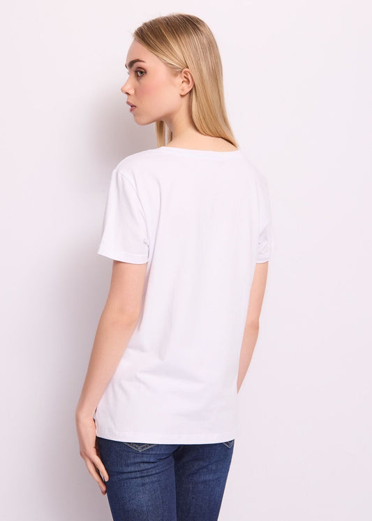 T-shirt bianca in cotone con logo  - art. 511ND64027 - Denny Rose Primavera Estate 2025 Donna