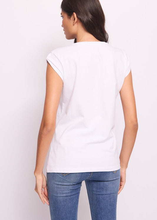 T-shirt bianca in cotone con logo  - art. 511ND64034 - Denny Rose Primavera Estate 2025 Donna