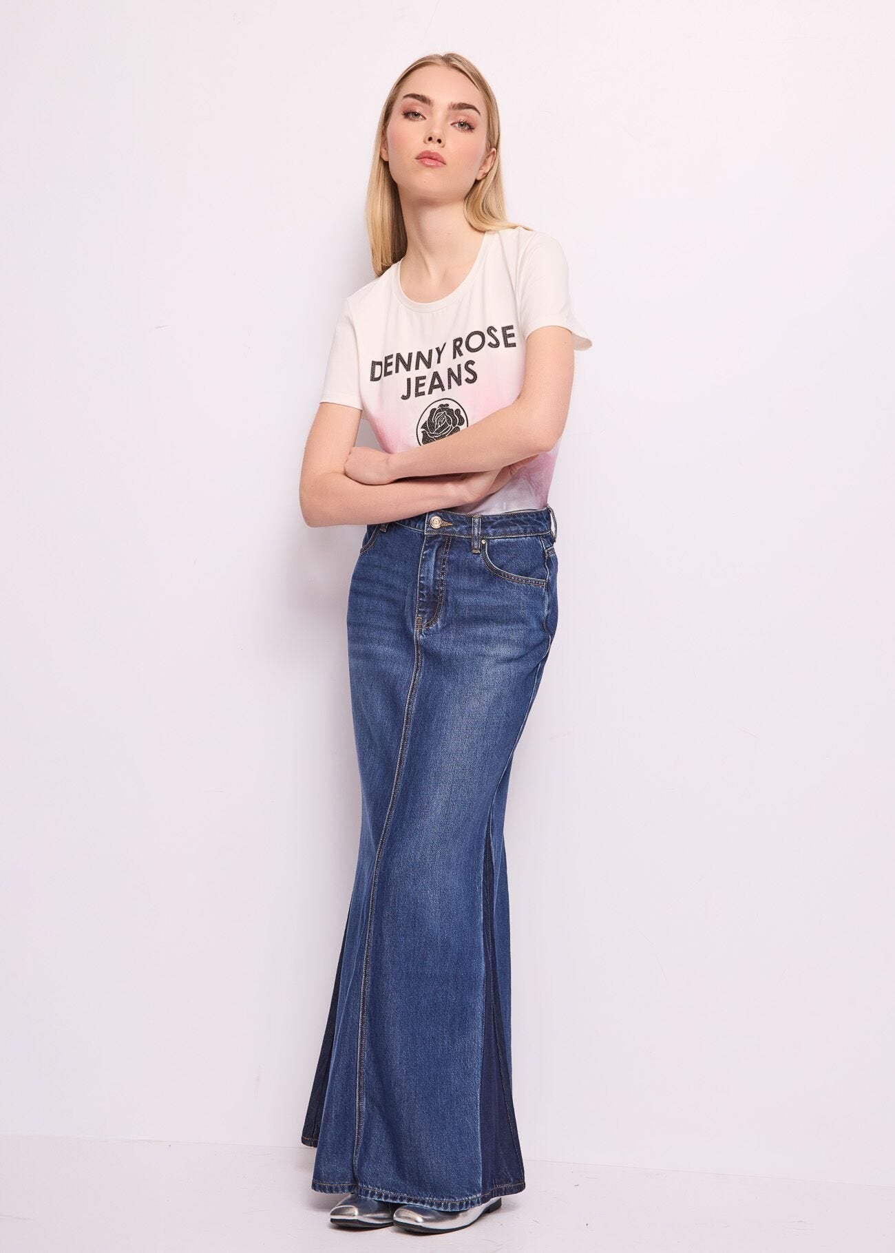 Falda larga vaquera de algodón 511ND76004 Denny Rose