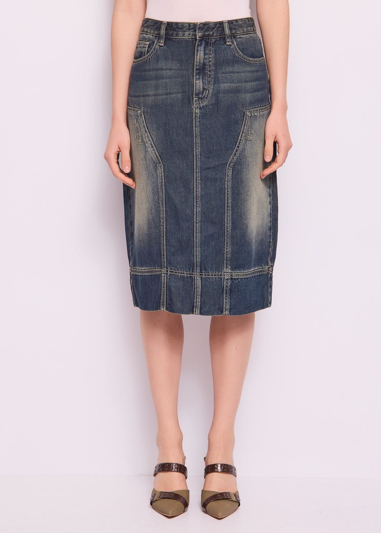 Gonna in denim di cotone used- 511ND76005 Denny Rose