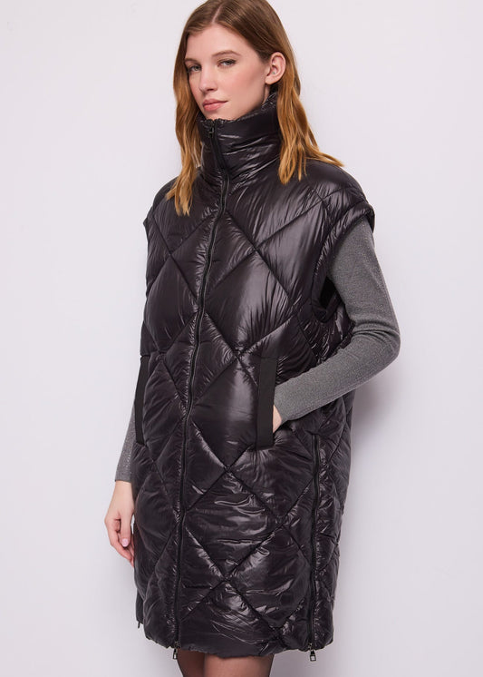 Gilet nero da donna in nylon trapuntato