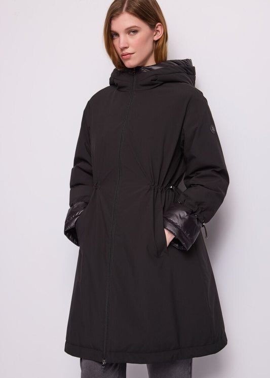 Parka da donna in nylon con zip - fronte