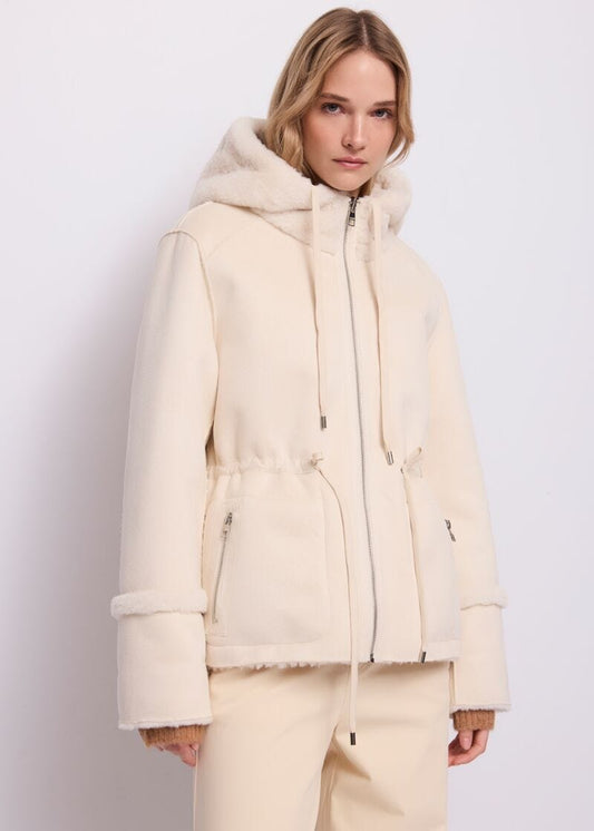 Giacca da donna in shearling con cappuccio - fronte