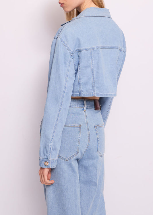 Giacca corta in denim CROPPED CON ROSA IN DENIM - art. 511ND36001 - Denny Rose Primavera Estate 2025 Donna