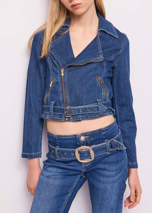 Giacca biker in denim di cotone chiodo in denim - art. 511nd36006 - Denny Rose Primavera Estate 2025 Donna