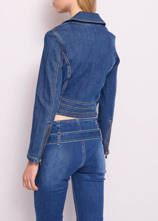 Giacca biker in denim di cotone chiodo in denim - art. 511nd36006 - Denny Rose Primavera Estate 2025 Donna