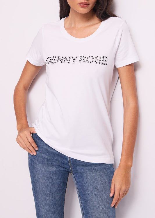 T-shirt bianca in cotone con logo - art. 511ND64028 - Denny Rose Primavera Estate 2025 Donna