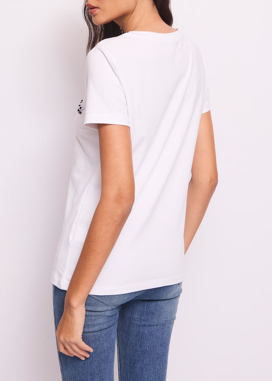 T-shirt bianca in cotone con logo - art. 511ND64028 - Denny Rose Primavera Estate 2025 Donna