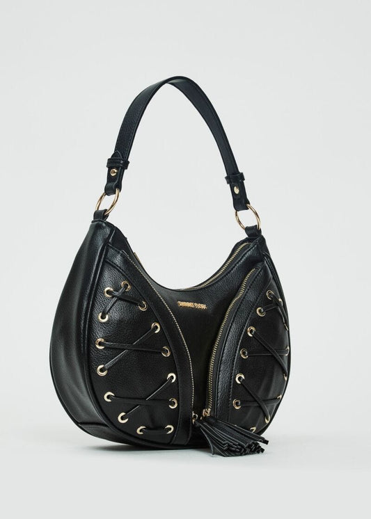 Borsa a spalla nera con laccetti - art. 511DR90000 - Denny Rose Primavera Estate 2025 Donna