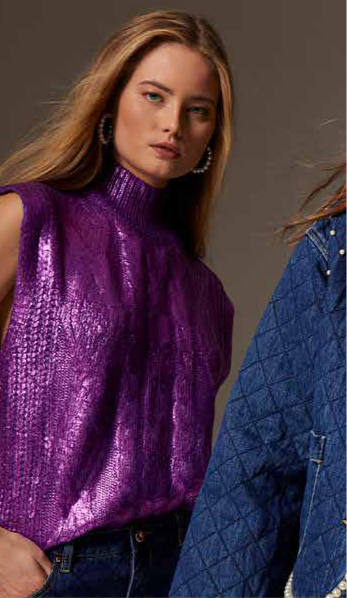 Maglia S/M Con Trecce Laminata - art. 421ND53028 - Denny Rose Autunno Inverno 2024/25 Donna