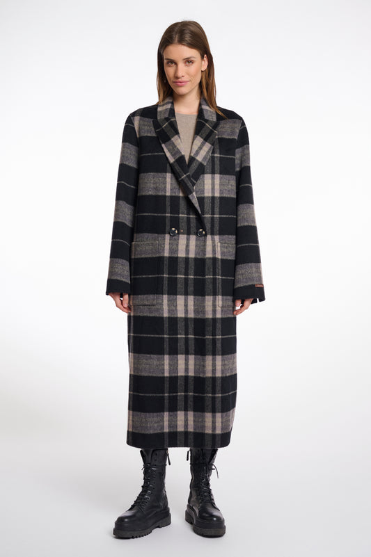 Cappotto doppio petto reversibile Adria Rino & Pelle Autunno Inverno 2025/26 Night grey check and black