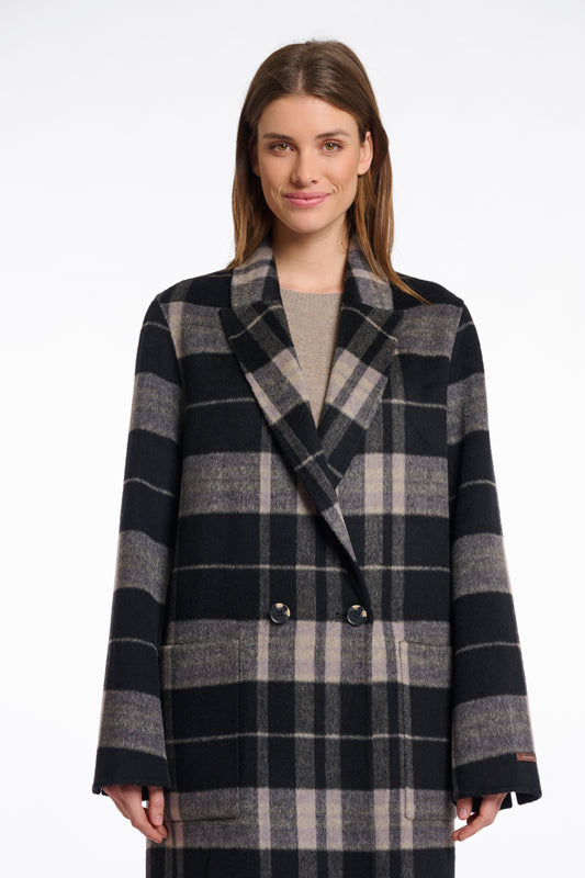 Cappotto doppio petto reversibile Adria Rino & Pelle Autunno Inverno 2025/26 Night grey check and black