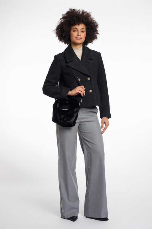 Borsa a tracolla piccola in pelliccia sintetica  Cheryl Rino & Pelle Autunno Inverno 2025/26 Black