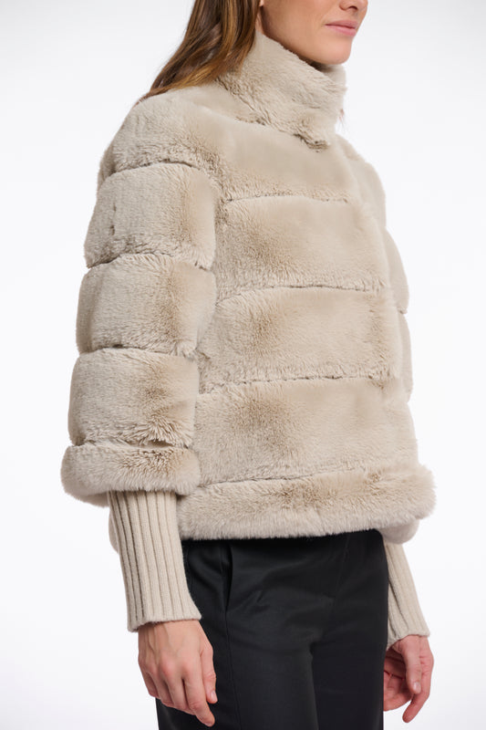 Giacca in pelliccia sintetica Feline con maniche in maglia Rino & Pelle Autunno Inverno 2025/26 Birch