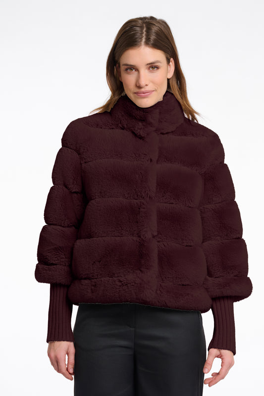 Giacca in pelliccia sintetica Feline con maniche in maglia Rino & Pelle Autunno Inverno 2025/26 Chocolate bean