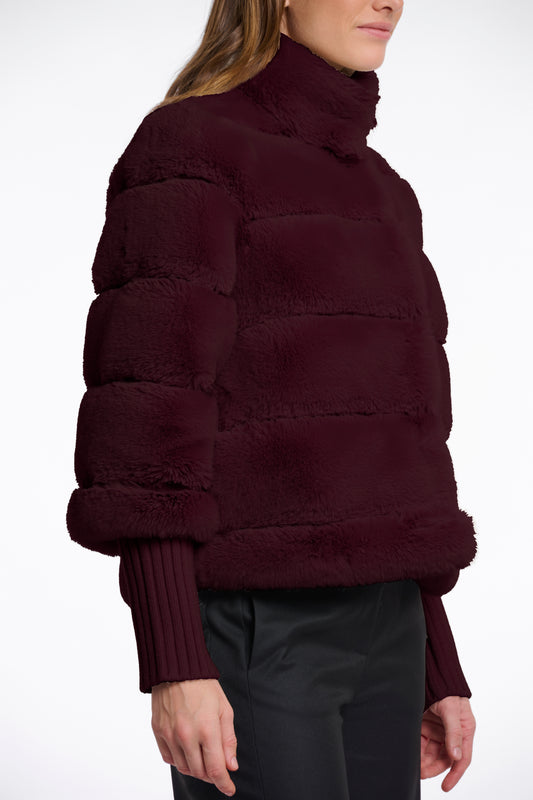 Giacca in pelliccia sintetica Feline con maniche in maglia Rino & Pelle Autunno Inverno 2025/26 Chocolate bean