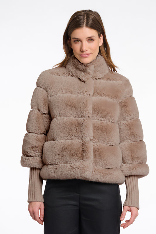 Giacca in pelliccia sintetica Feline con maniche in maglia Rino & Pelle Autunno Inverno 2025/26 Toffee
