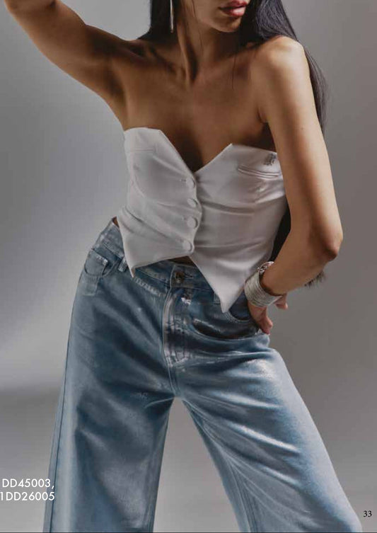 Pantalone lungo denim laminato donna - art. 611DD26005 - Denny Rose Primavera Estate 2026