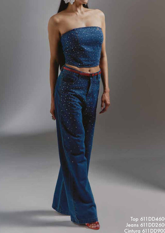 Jeans pantalone denim con strass donna - art. 611DD26006 - Denny Rose Primavera Estate 2026