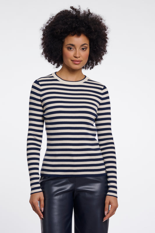 Maglione donna art. Mani Rino & Pelle Navy birch stripe
