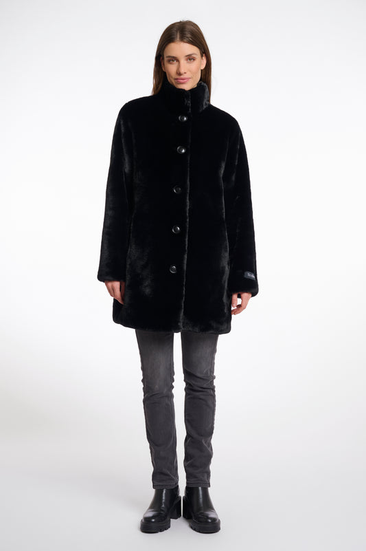 Cappotto in pelliccia sintetica monopetto Nonna Rino & Pelle Autunno Inverno 2025/26 Black
