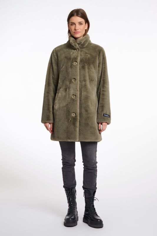 Cappotto in pelliccia sintetica monopetto Nonna Rino & Pelle Autunno Inverno 2025/26 Green ash
