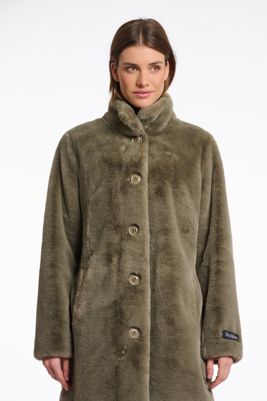 Cappotto in pelliccia sintetica monopetto Nonna Rino & Pelle Autunno Inverno 2025/26 Green ash