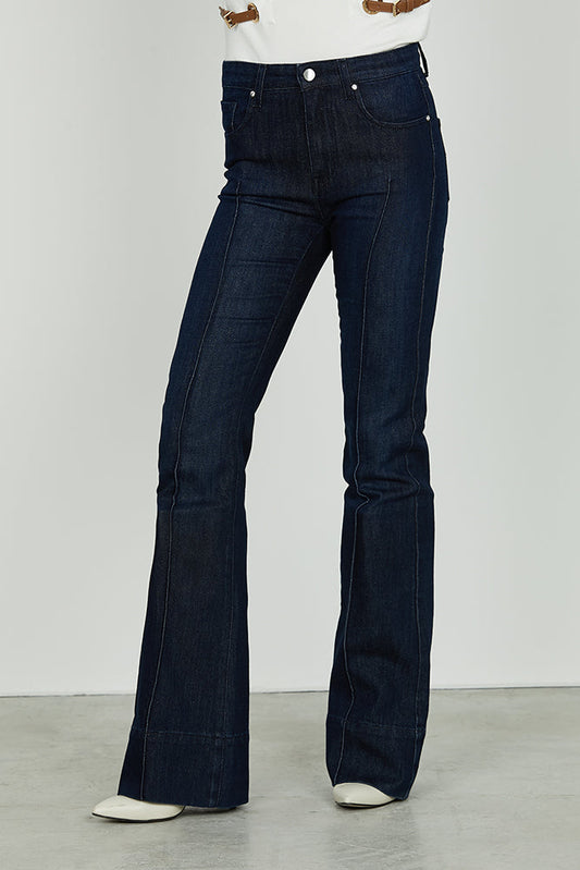 Panta SCHIFFERnerv_200 v.media 5ts con impunture flaire fit denim blue più lurex art. RDA2507654026 Donna Relish Autunno Inverno 2025/2026