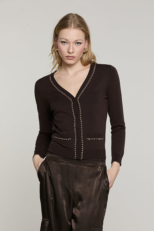 Cardigan CHAINSY manica 7/8 con patte + profili catena - RDA2602054003 - Relish Autunno/Inverno 2026