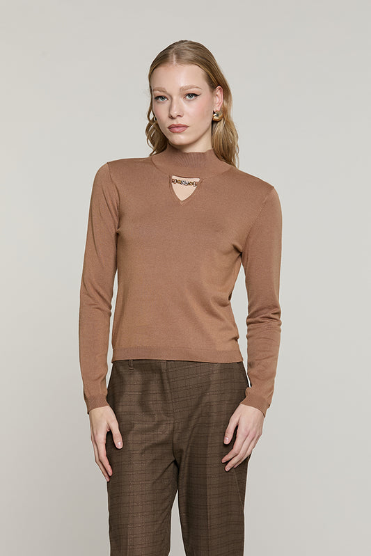 Maglia CHOGOLOSA manica lunga collo vulcano con goccia + catena logo strass - RDA2602054007 - Relish Autunno/Inverno 2026