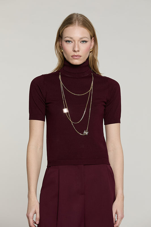 Maglia FOREVER mezza manica collo alto con collana logo - RDA2602054018 - Relish Autunno/Inverno 2026