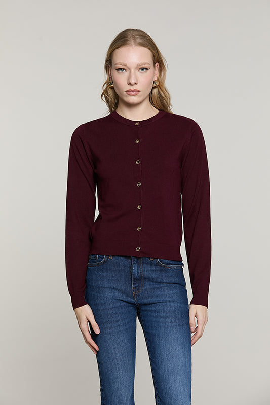Cardigan BIRKA manica lunga girocollo con bottoni + catena logo - RDA2602054019 - Relish Autunno/Inverno 2026