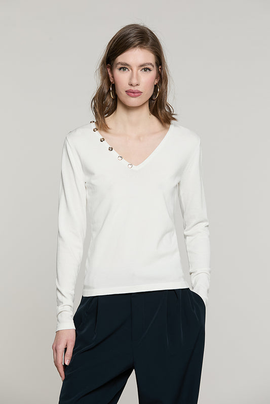 Maglia SHESMINE manica lunga scollo v con dettaglio bottoni - RDA2602054028 - Relish Autunno/Inverno 2026