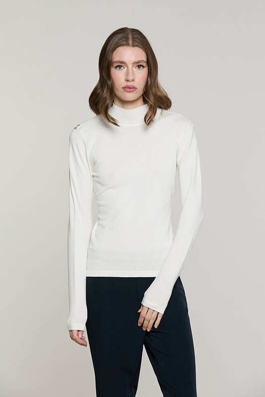 Maglia CAMPUS manica lunga collo vulcano con finta + bottoni - RDA2602054029 - Relish Autunno/Inverno 2026