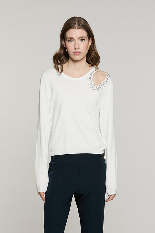 Maglia VALLETTI manica lunga girocollo con apertura + castoni + pietre - RDA2602054036 - Relish Autunno/Inverno 2026