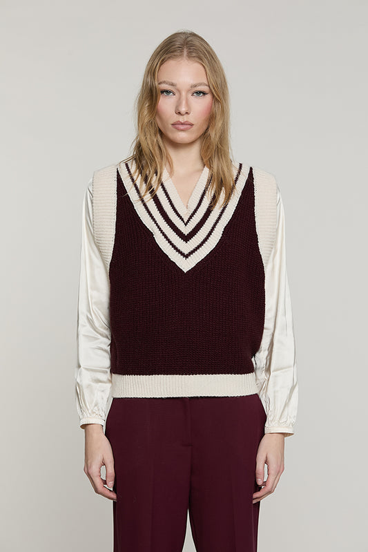Maglia TOTR senza maniche scollo a V manica lunga bicolore - RDA2602529056 - Relish Autunno/Inverno 2026
